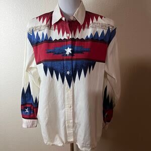 Adobe Rose 90s Vintage Western Americana USA Star Button Shirt WOMENS MEDIUM